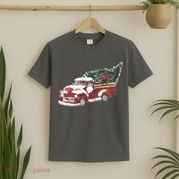 Retro Christmas Holiday Truck T-Shirt thumb 2