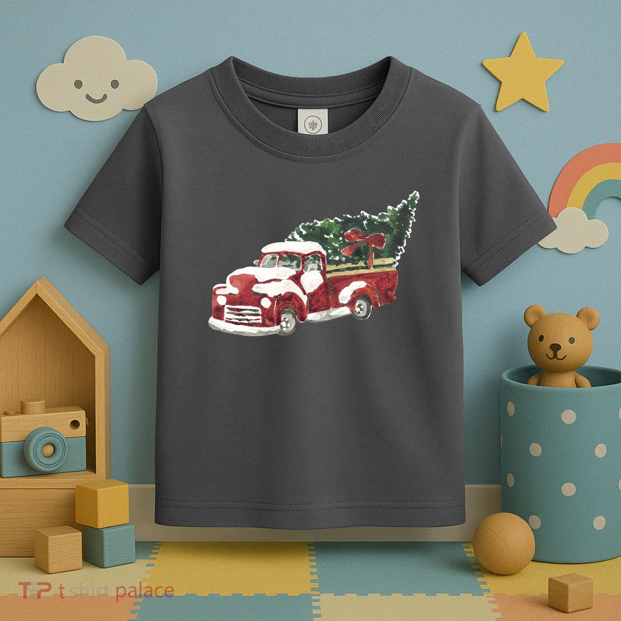 Retro Christmas Holiday Truck Toddler T-Shirt