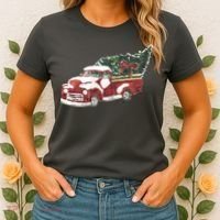 Retro Christmas Holiday Truck Women's T-Shirt thumb 2