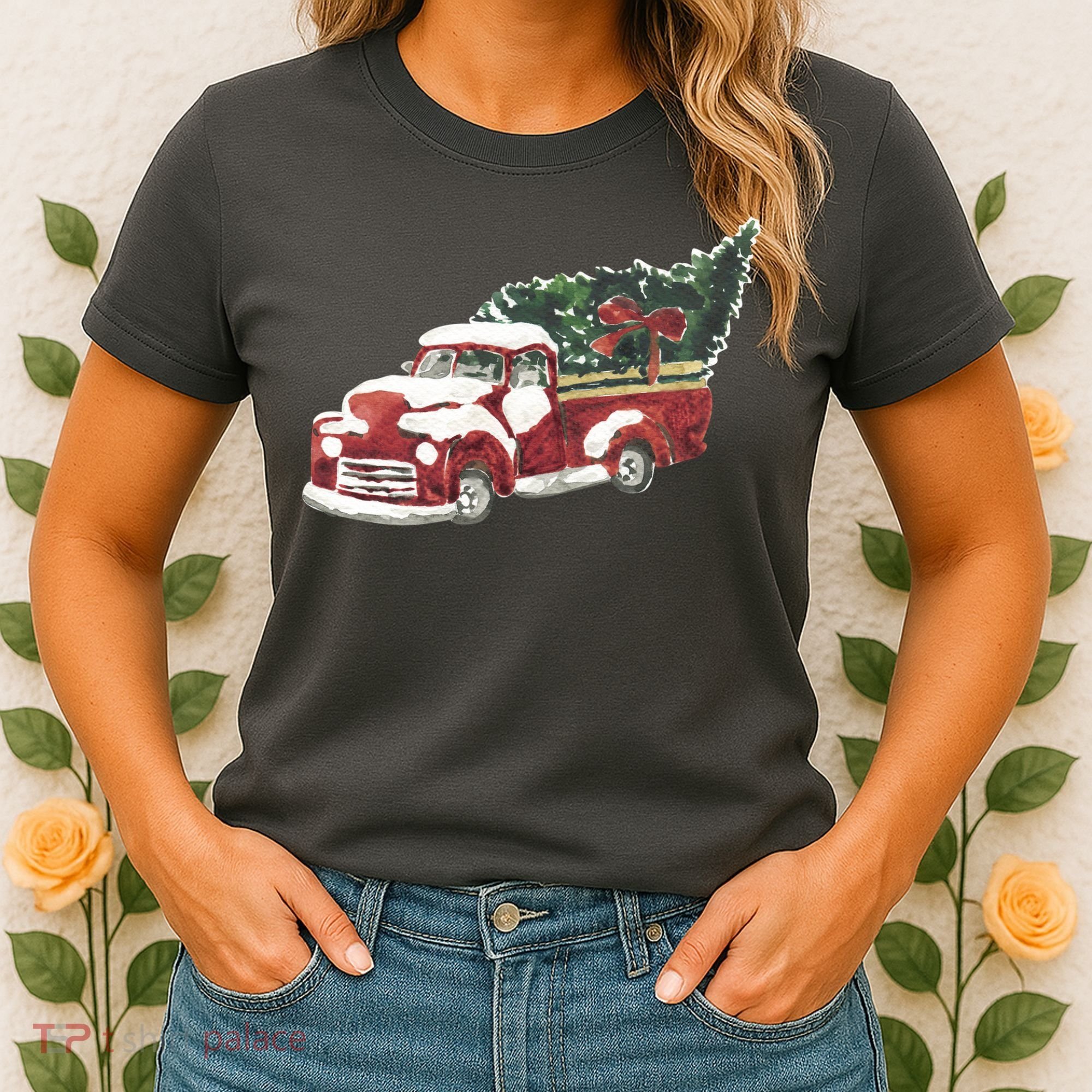 Retro Christmas Holiday Truck Women's T-Shirt