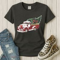 Retro Christmas Holiday Truck Women's T-Shirt thumb 3