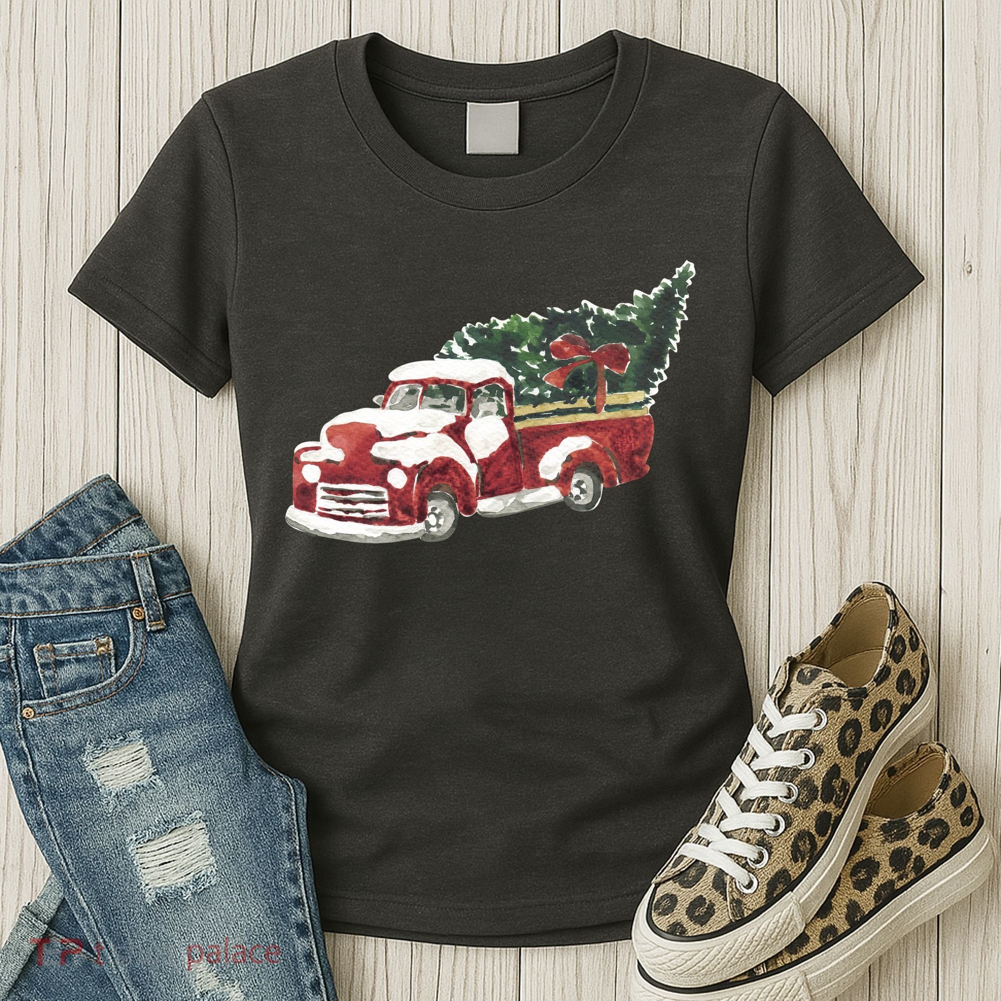Retro Christmas Holiday Truck Women's T-Shirt