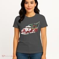 Retro Christmas Holiday Truck Women's T-Shirt thumb 4