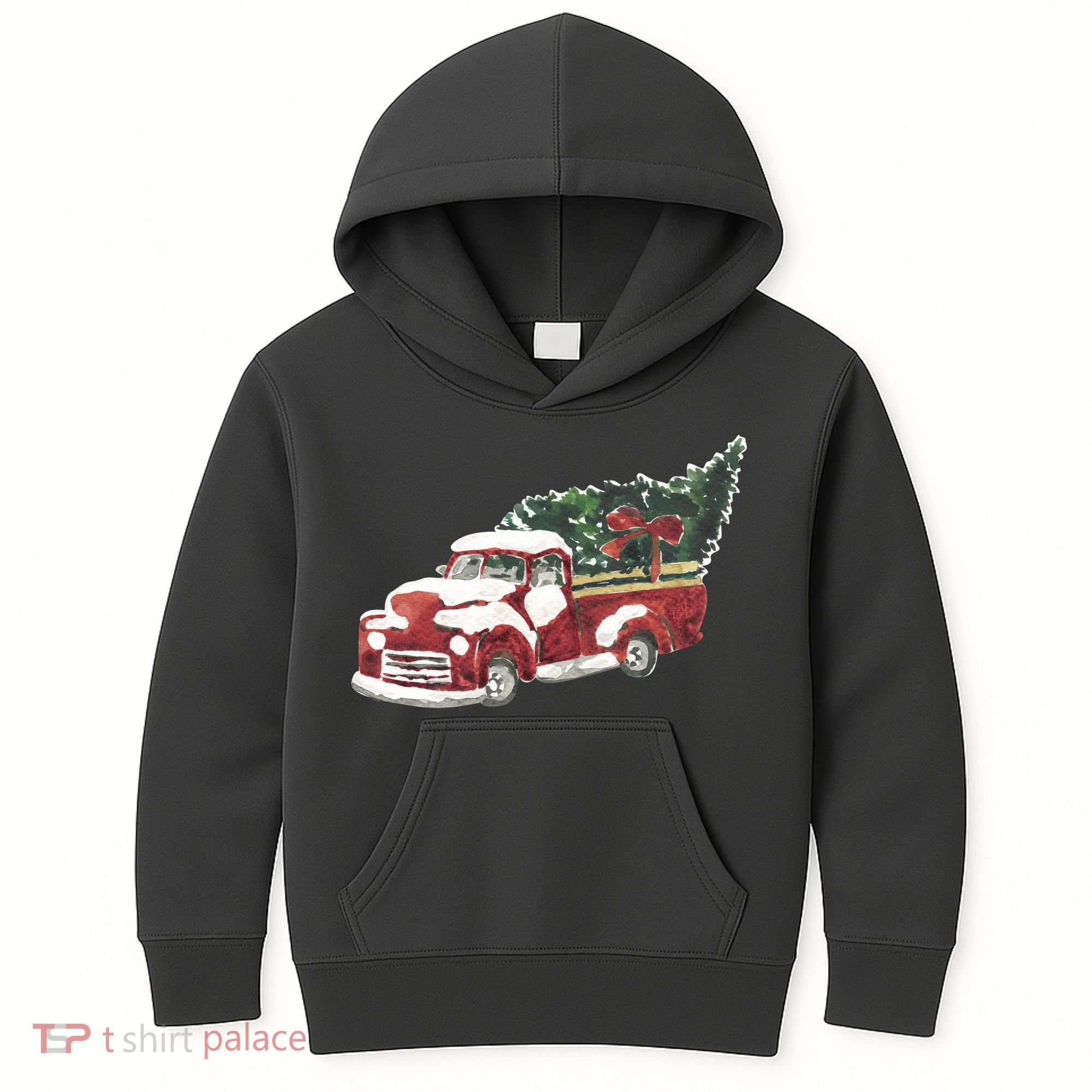 Retro Christmas Holiday Truck Kids Hoodie