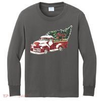 Retro Christmas Holiday Truck Kids Long Sleeve Shirt thumb 0