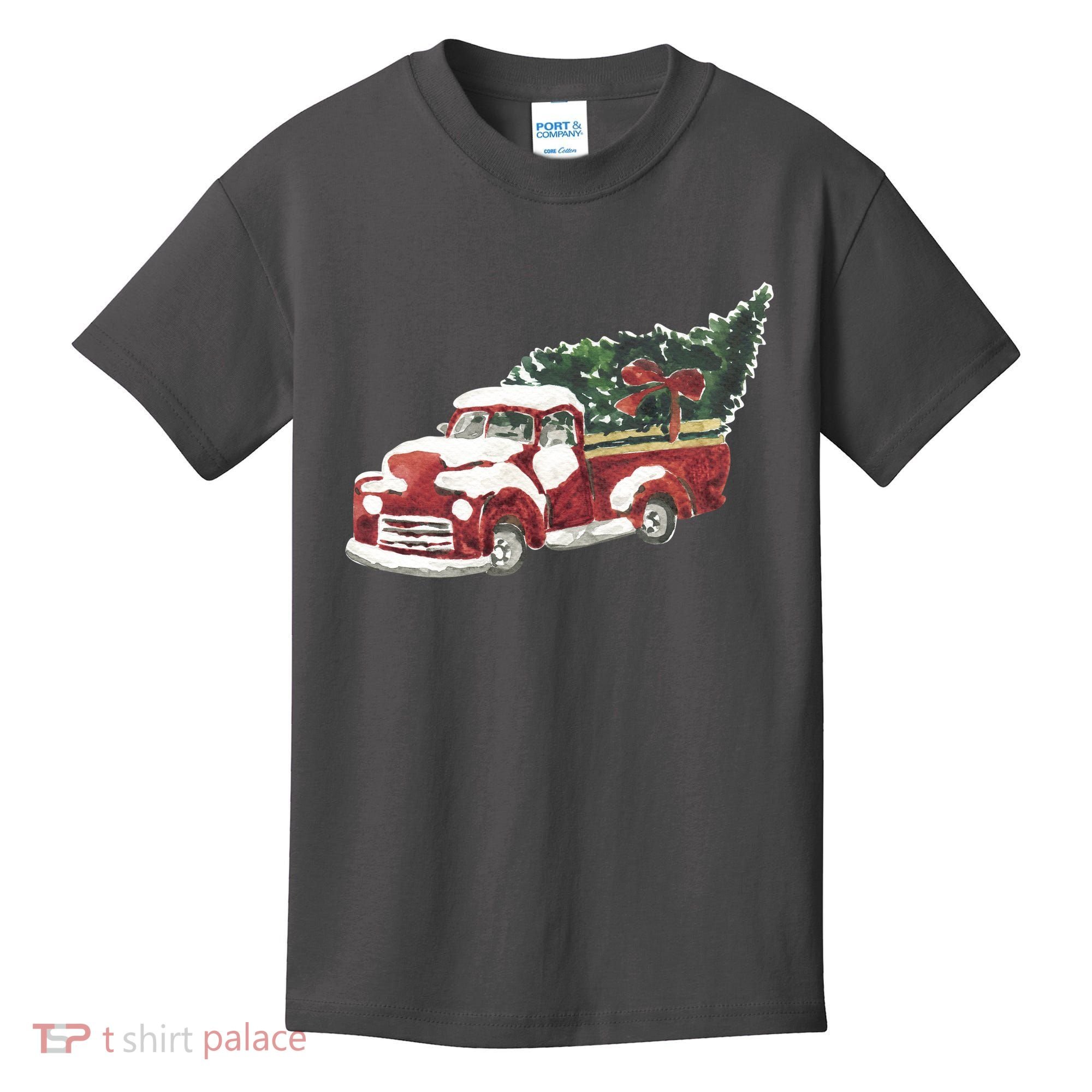 Retro Christmas Holiday Truck Kids T-Shirt