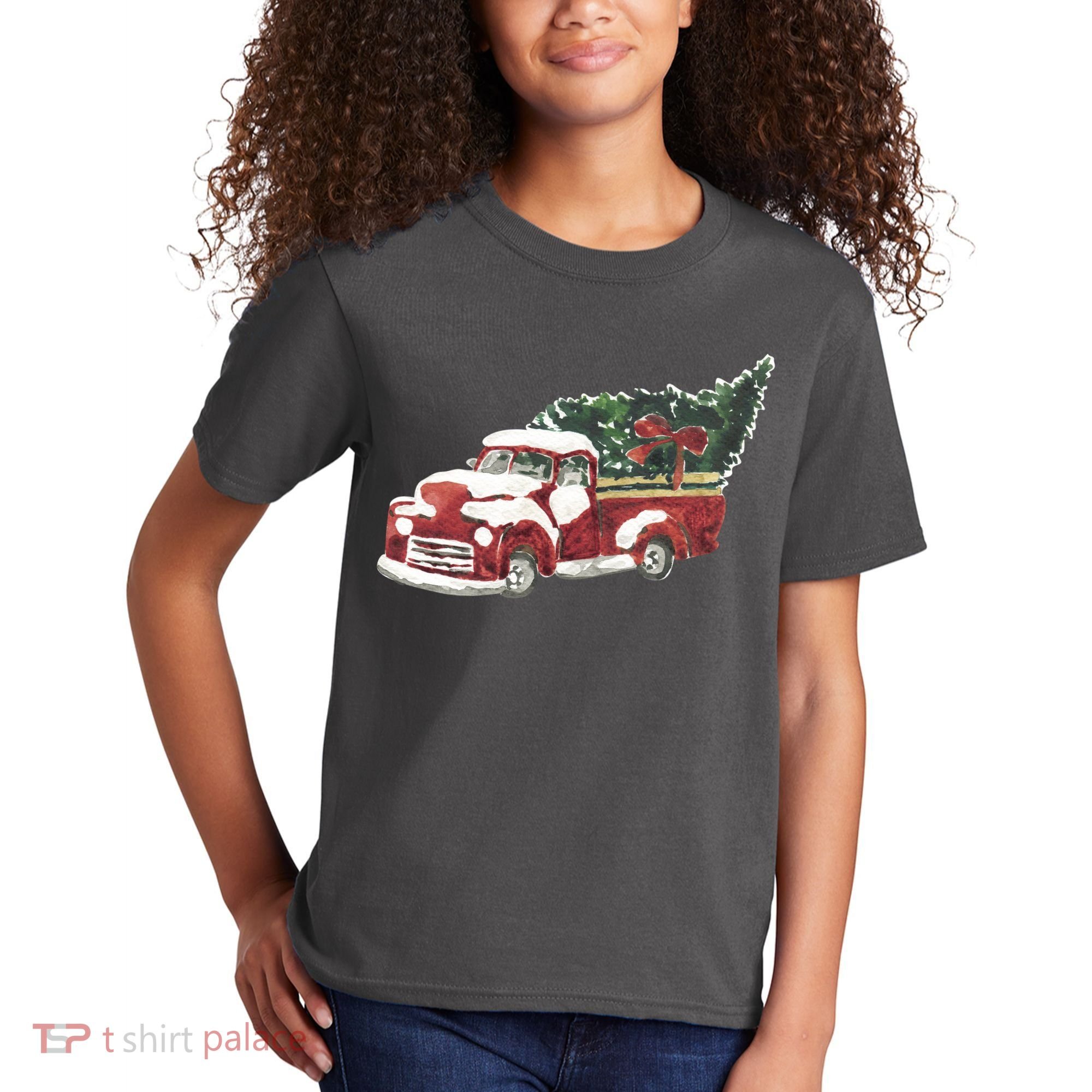 Retro Christmas Holiday Truck Kids T-Shirt