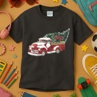 Retro Christmas Holiday Truck Kids T-Shirt thumb 3