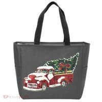 Retro Christmas Holiday Truck Tote Bag thumb 0