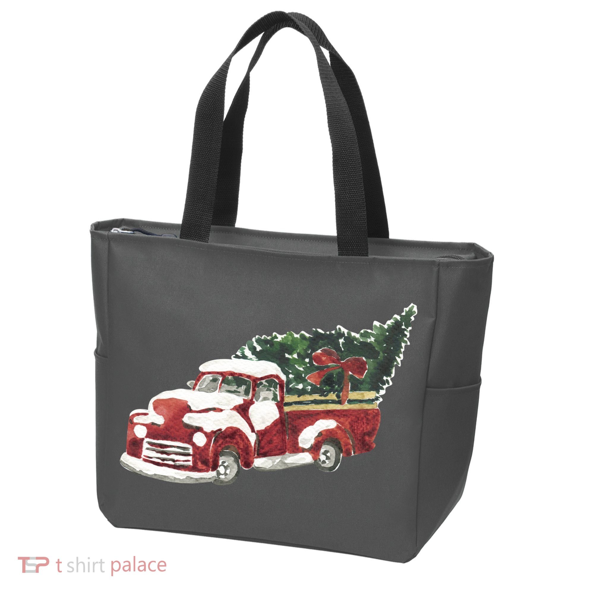 Retro Christmas Holiday Truck Tote Bag