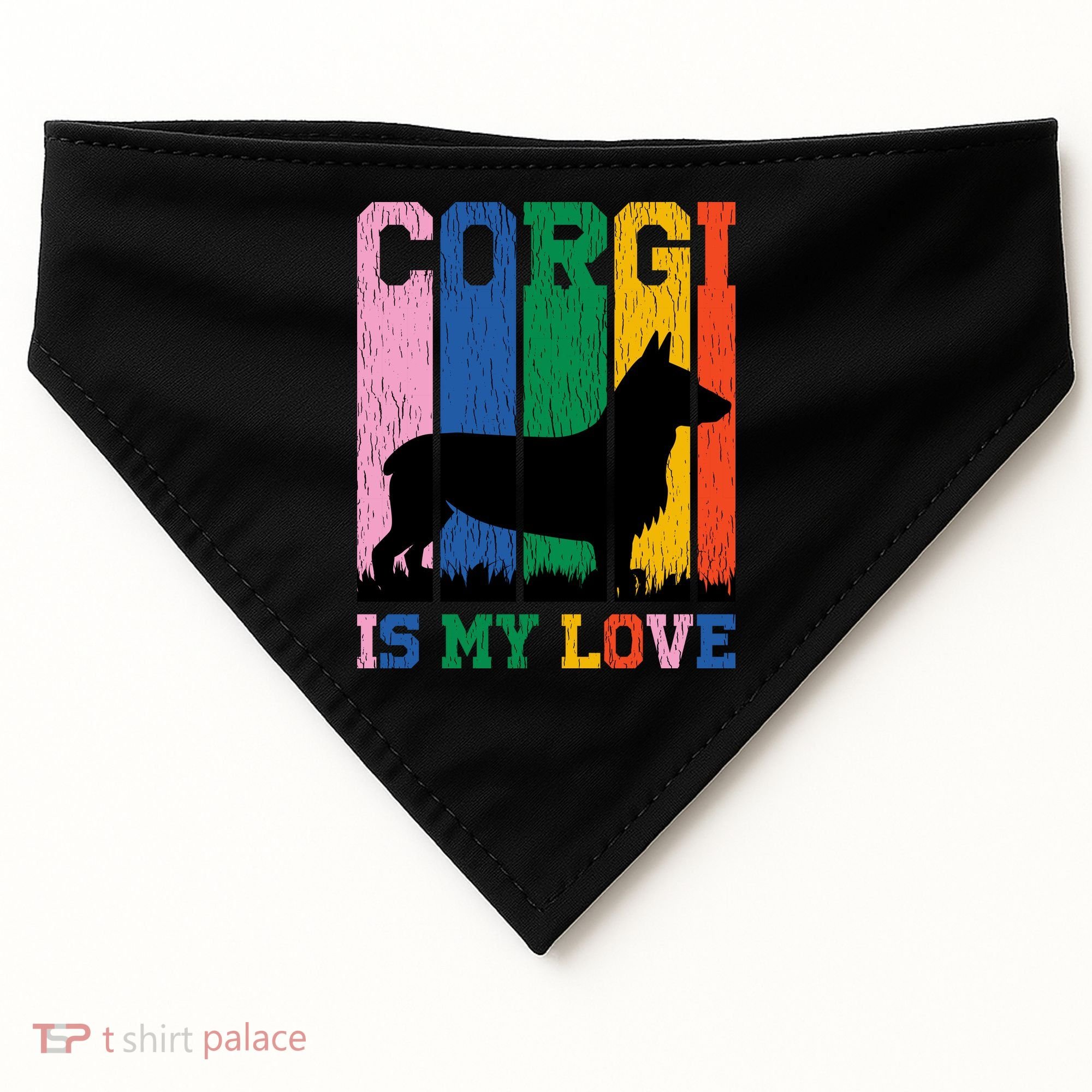 Retro Corgi Is My Love USA-Made Doggie Bandana
