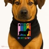Retro Corgi Is My Love USA-Made Doggie Bandana thumb 1
