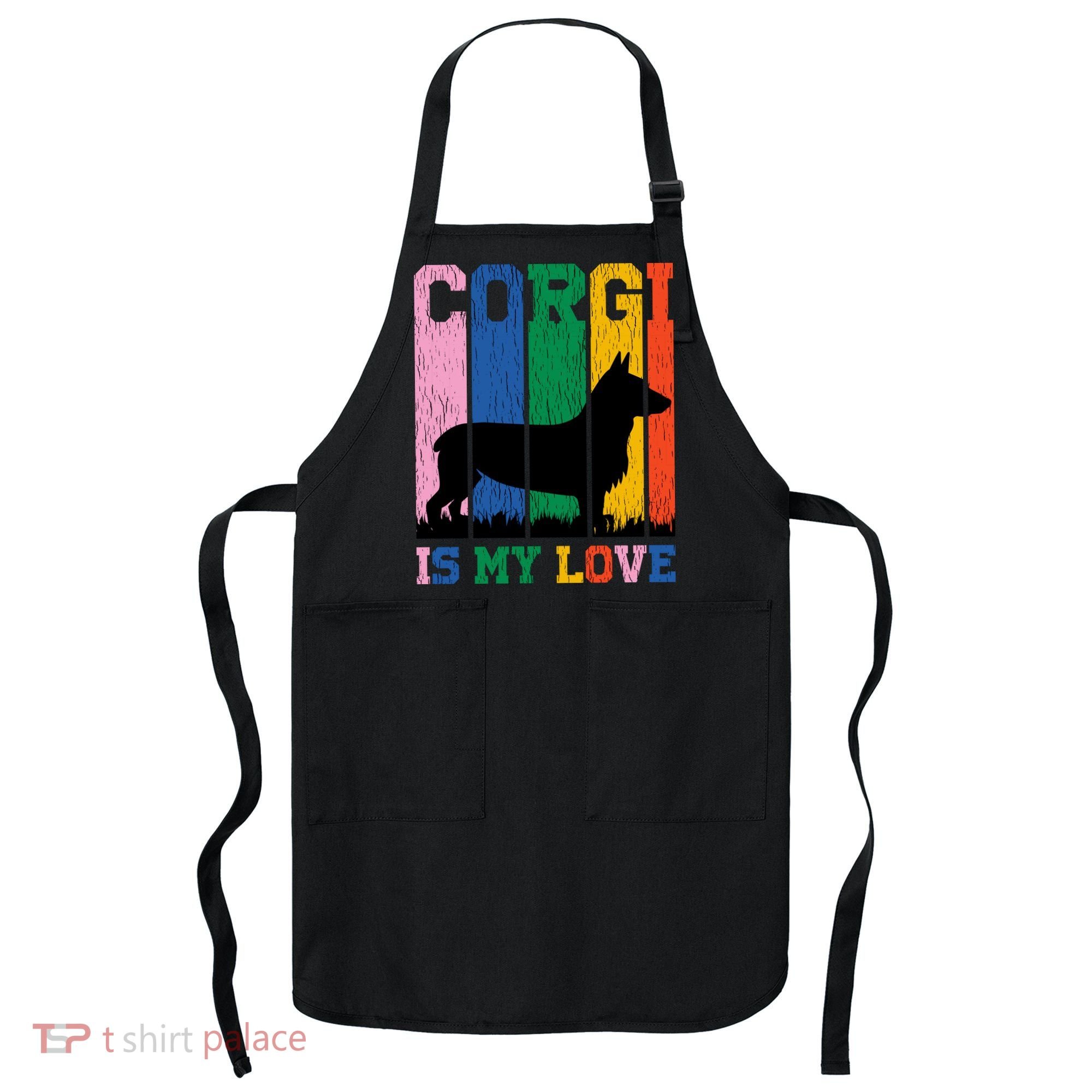 Retro Corgi Is My Love Apron
