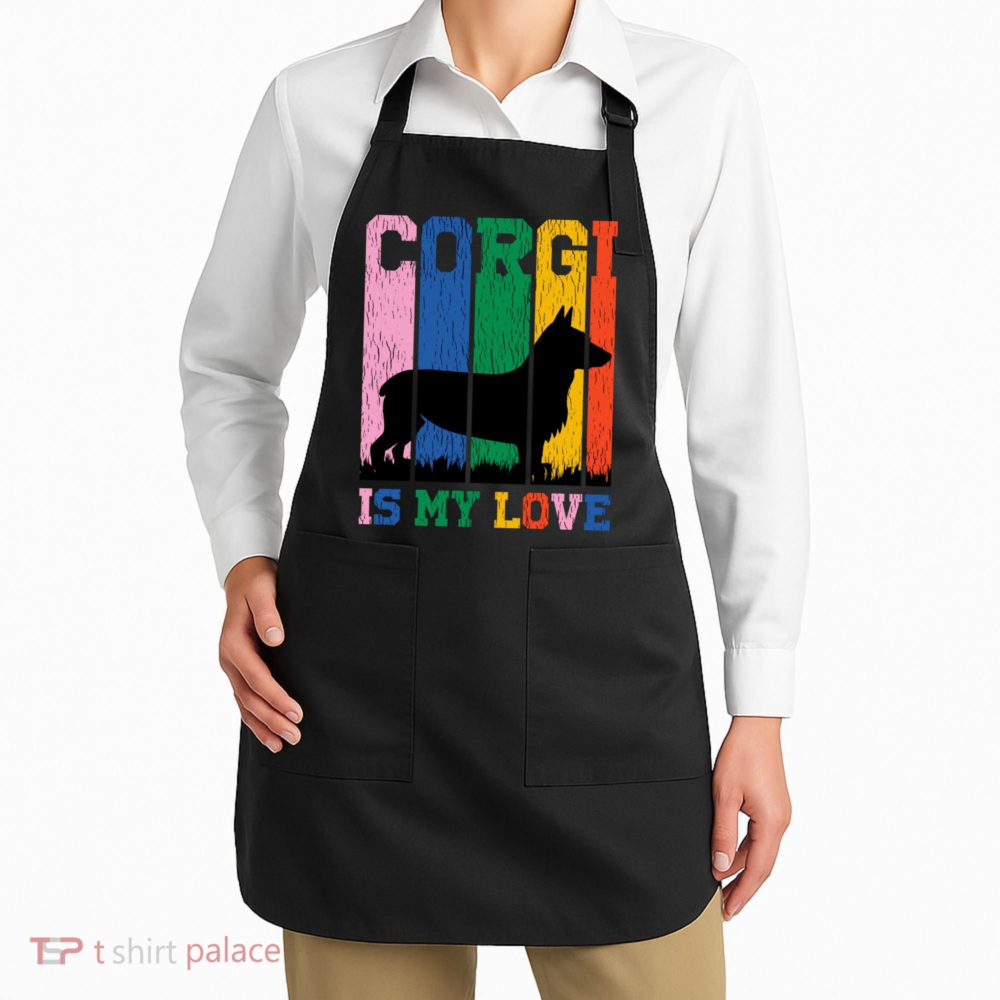 Retro Corgi Is My Love Apron