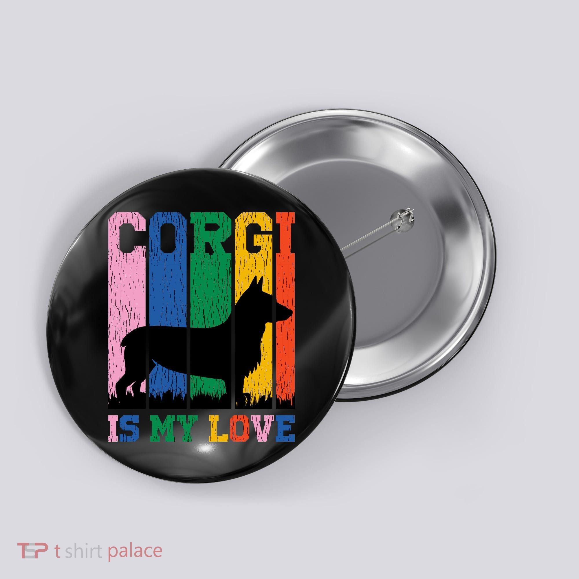 Retro Corgi Is My Love Button