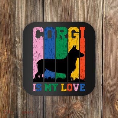 Retro Corgi Is My Love Coaster