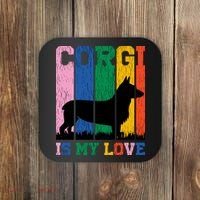 Retro Corgi Is My Love Coaster thumb 0
