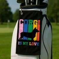 Retro Corgi Is My Love Golf Towel thumb 2