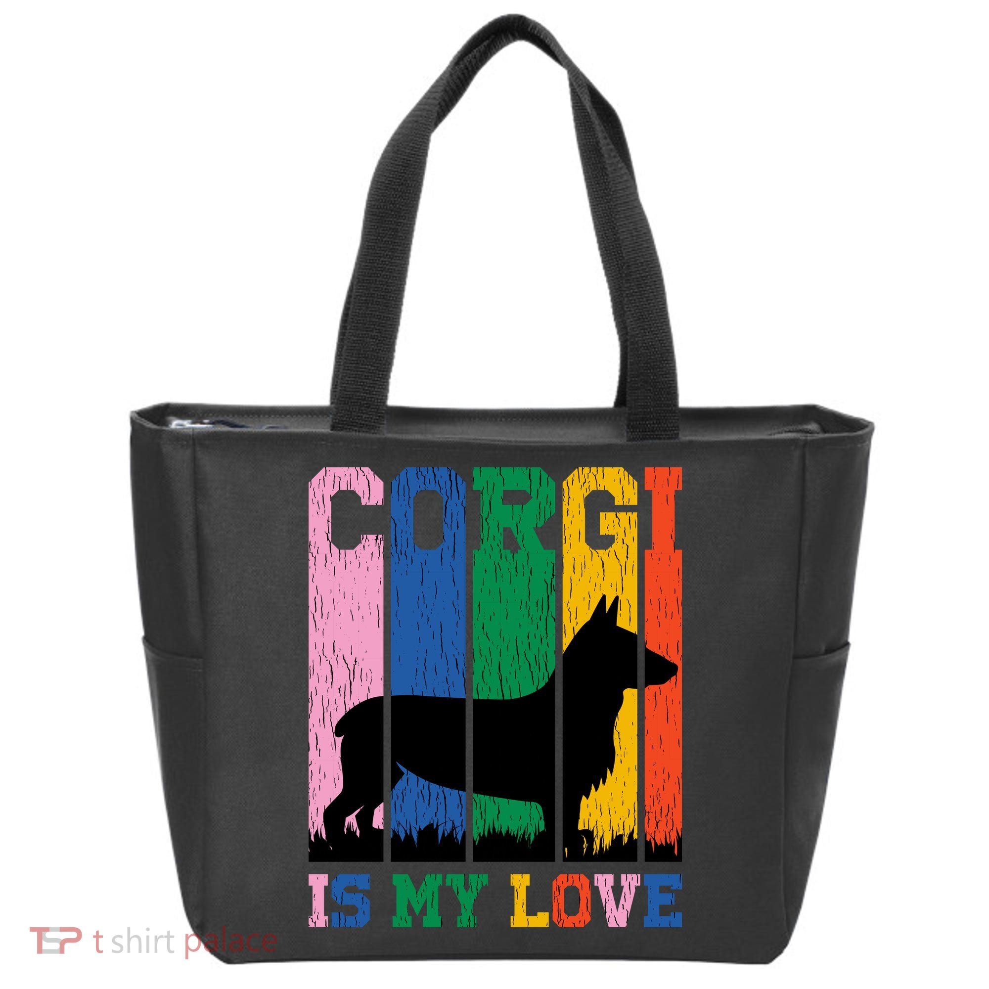 Retro Corgi Is My Love Tote Bag