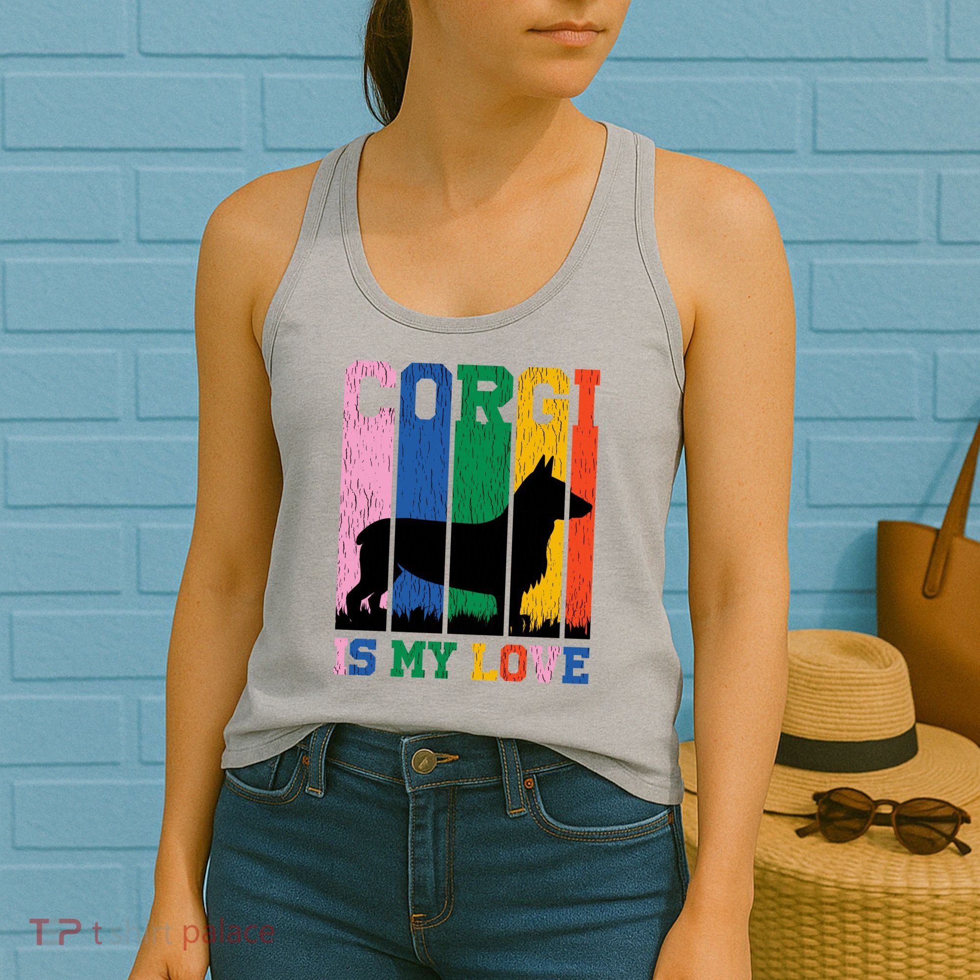 Retro Corgi Is My Love Women's Tank Top