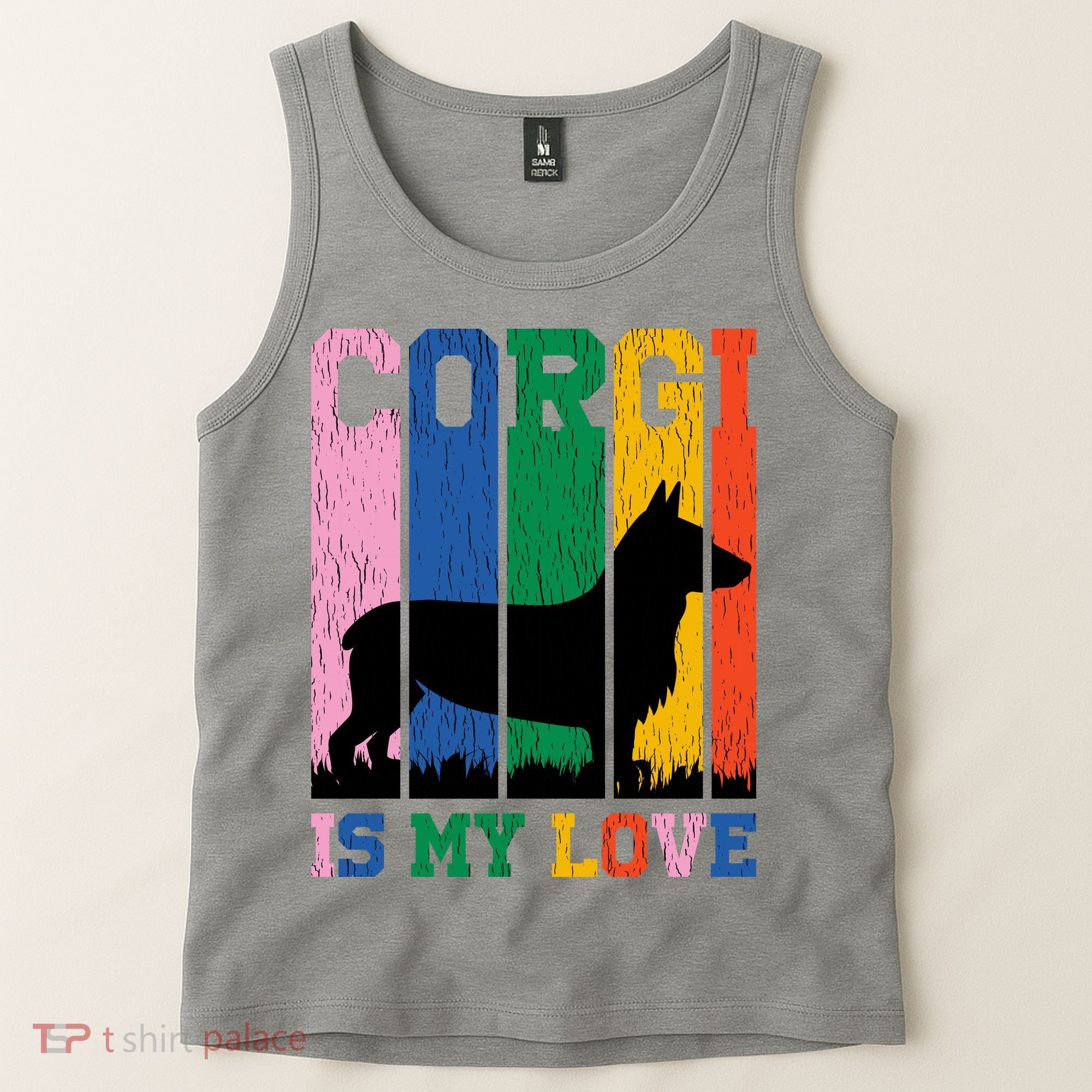 Retro Corgi Is My Love Tank Top