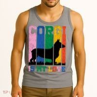 Retro Corgi Is My Love Tank Top thumb 3