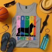 Retro Corgi Is My Love Tank Top thumb 4