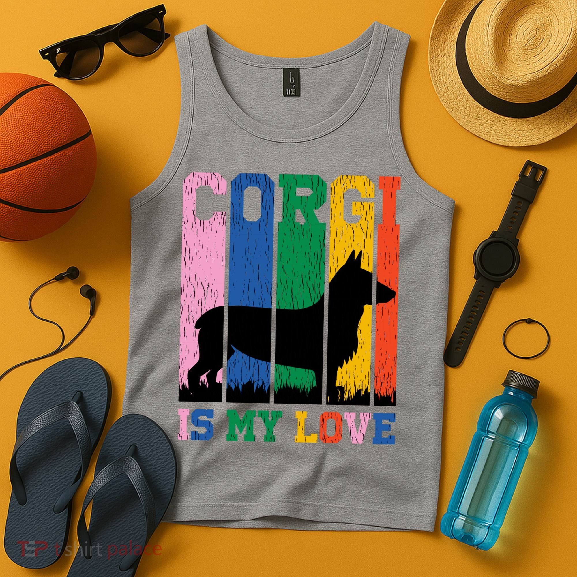 Retro Corgi Is My Love Tank Top