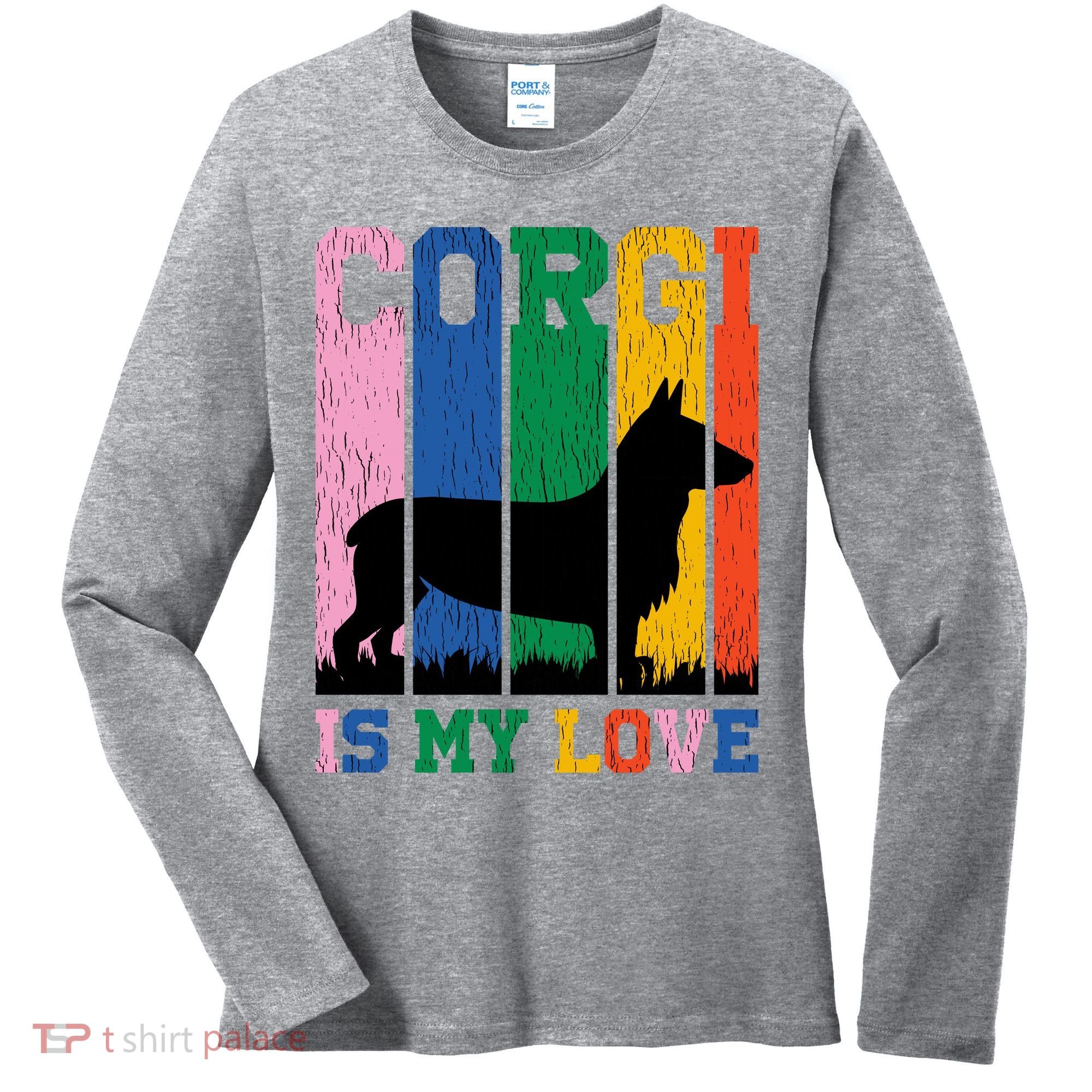 Retro Corgi Is My Love Women's Long Sleeve Shirt