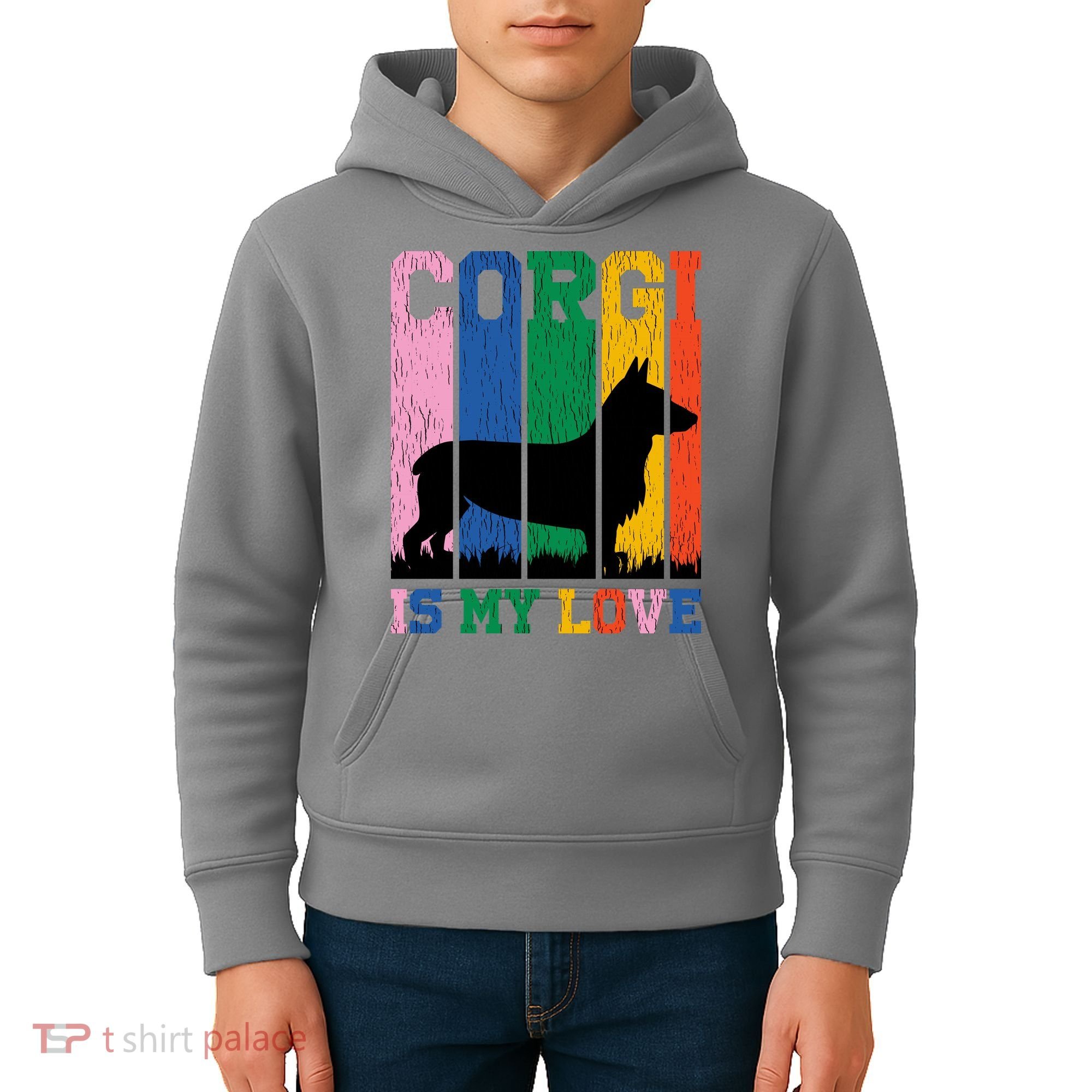 Retro Corgi Is My Love Kids Hoodie