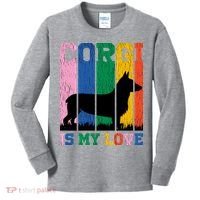 Retro Corgi Is My Love Kids Long Sleeve Shirt thumb 0