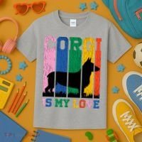 Retro Corgi Is My Love Kids T-Shirt thumb 3