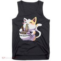 Ramen Cat Kawaii Anime Japanese Kawaii Neko Tank Top thumb 0