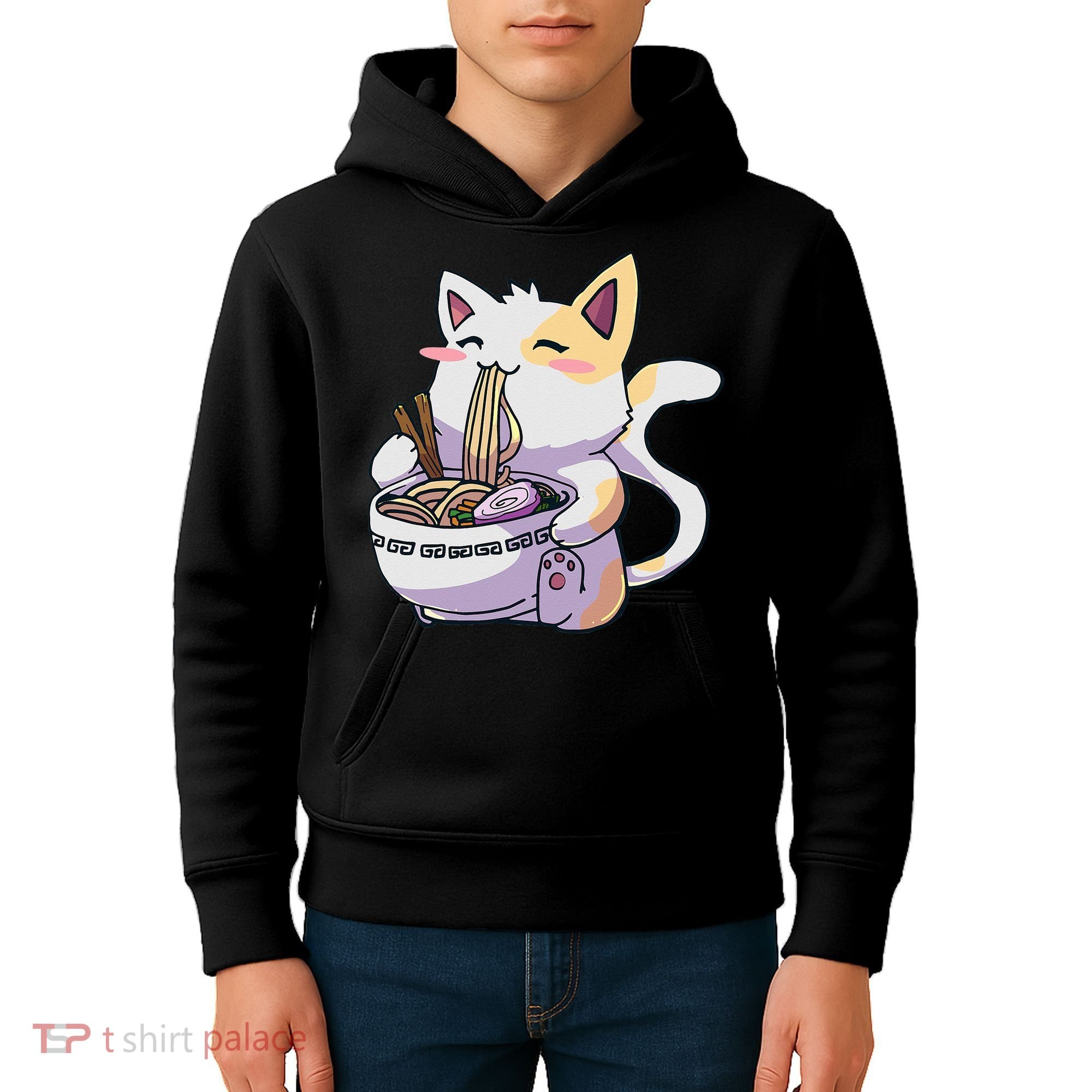 Ramen Cat Kawaii Anime Japanese Kawaii Neko Kids Hoodie