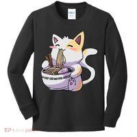 Ramen Cat Kawaii Anime Japanese Kawaii Neko Kids Long Sleeve Shirt thumb 0