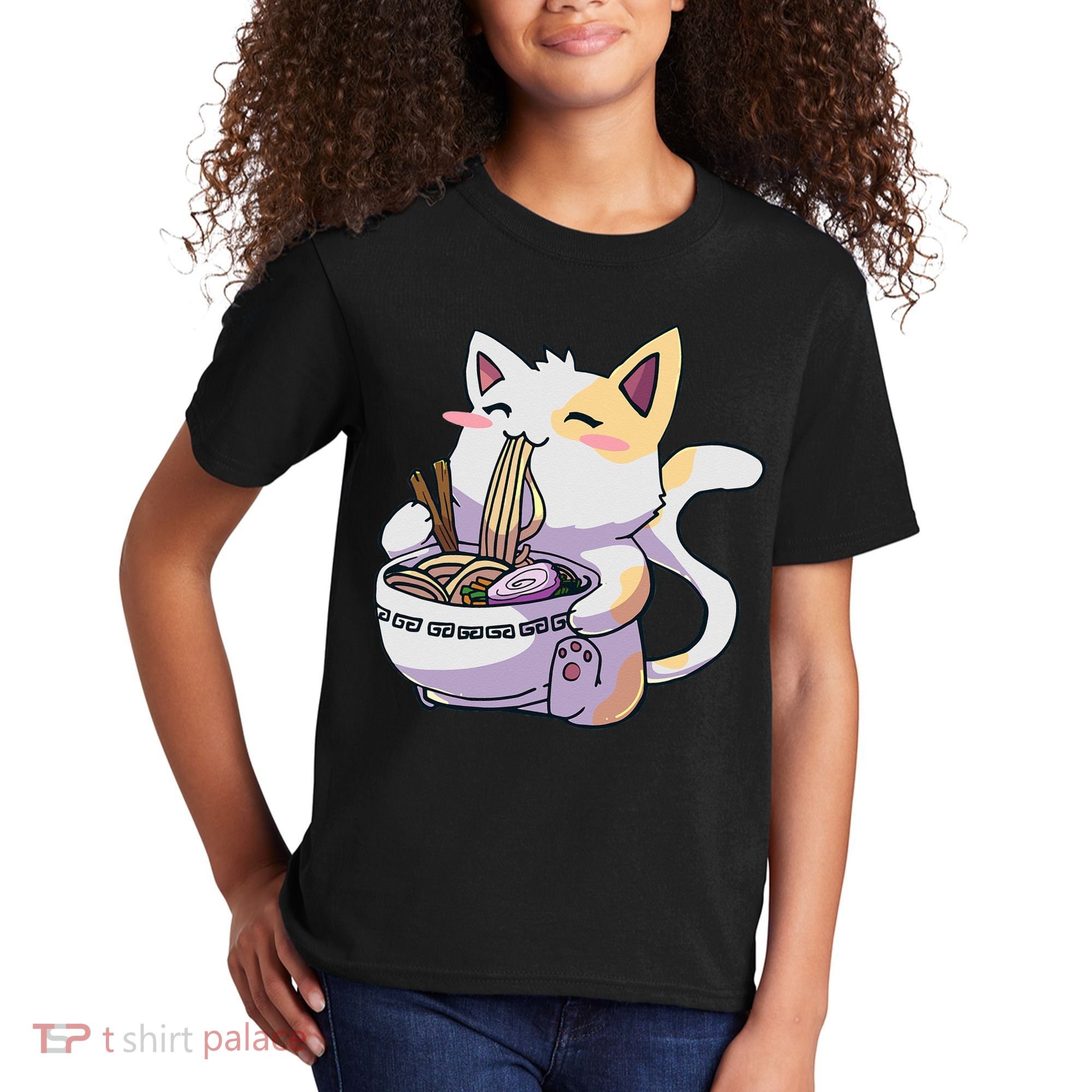 Ramen Cat Kawaii Anime Japanese Kawaii Neko Kids T-Shirt