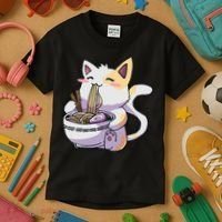 Ramen Cat Kawaii Anime Japanese Kawaii Neko Kids T-Shirt thumb 3