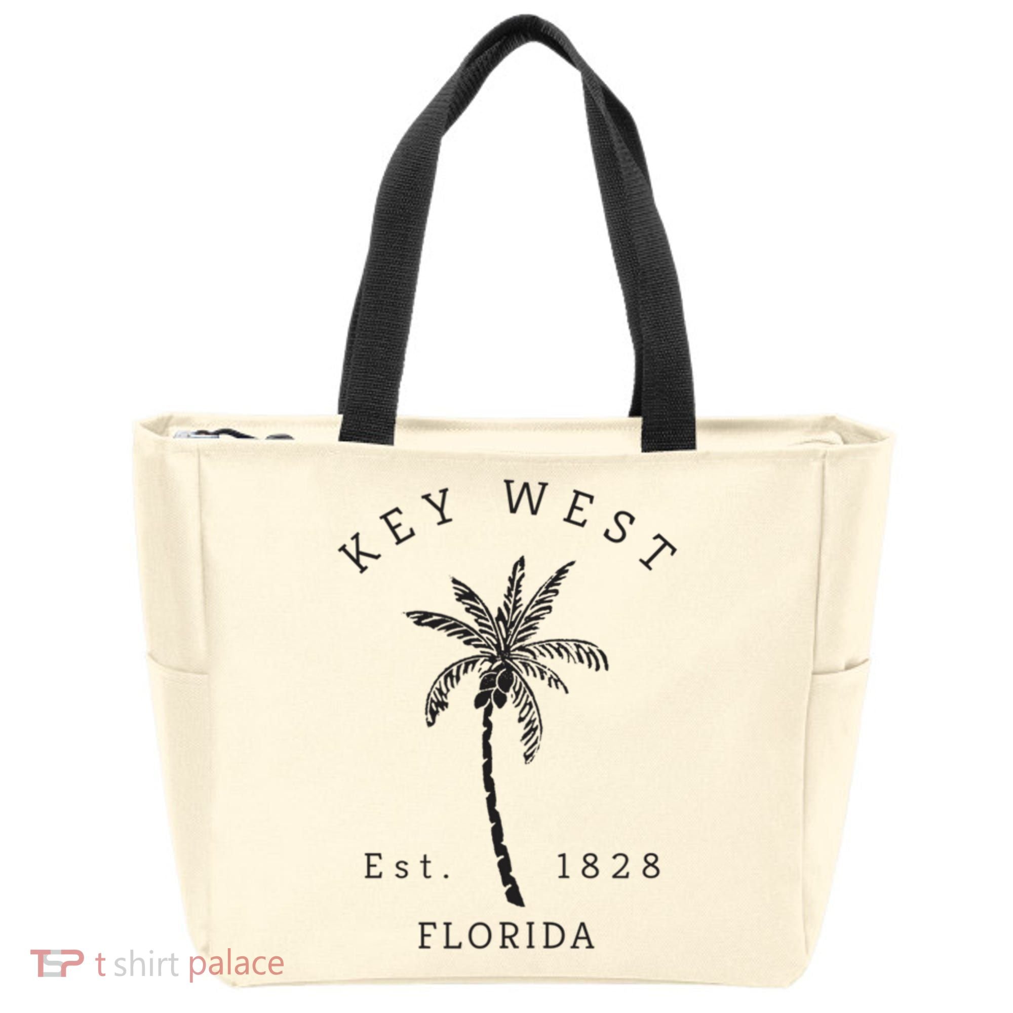 Retro Cool Key West Florida Palm Tree Novelty Tote Bag