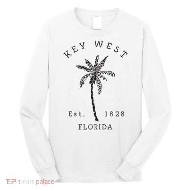 Retro Cool Key West Florida Palm Tree Novelty Long Sleeve Shirt