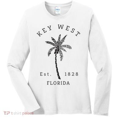 Retro Cool Key West Florida Palm Tree Novelty Women's Long Sleeve Shirt