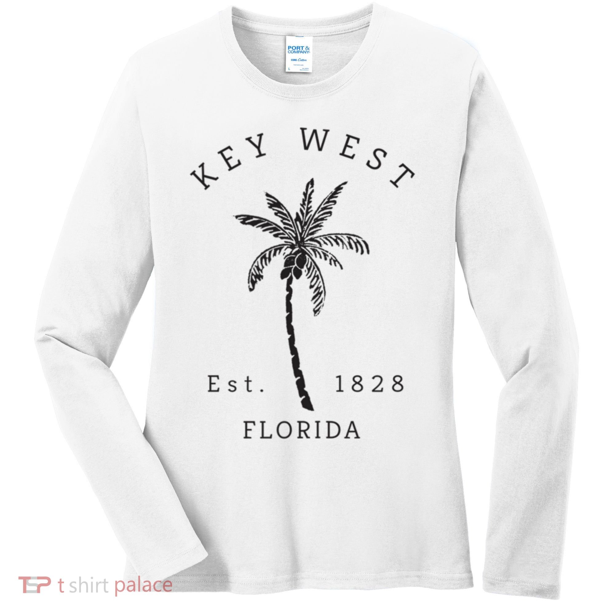Retro Cool Key West Florida Palm Tree Novelty Women's Long Sleeve Shirt