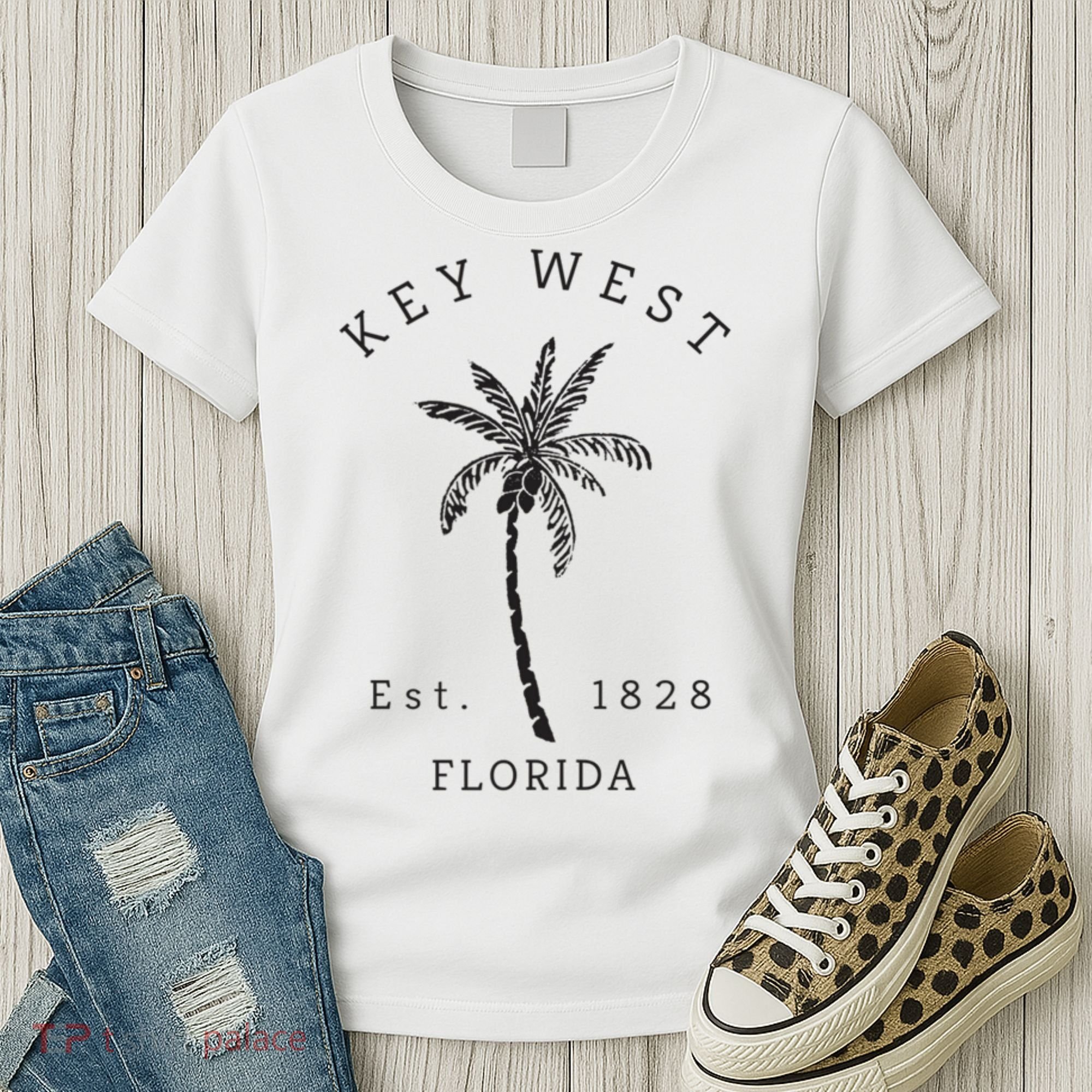 Retro Cool Key West Florida Palm Tree Novelty Women's T-Shirt