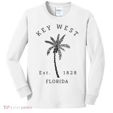 Retro Cool Key West Florida Palm Tree Novelty Kids Long Sleeve Shirt