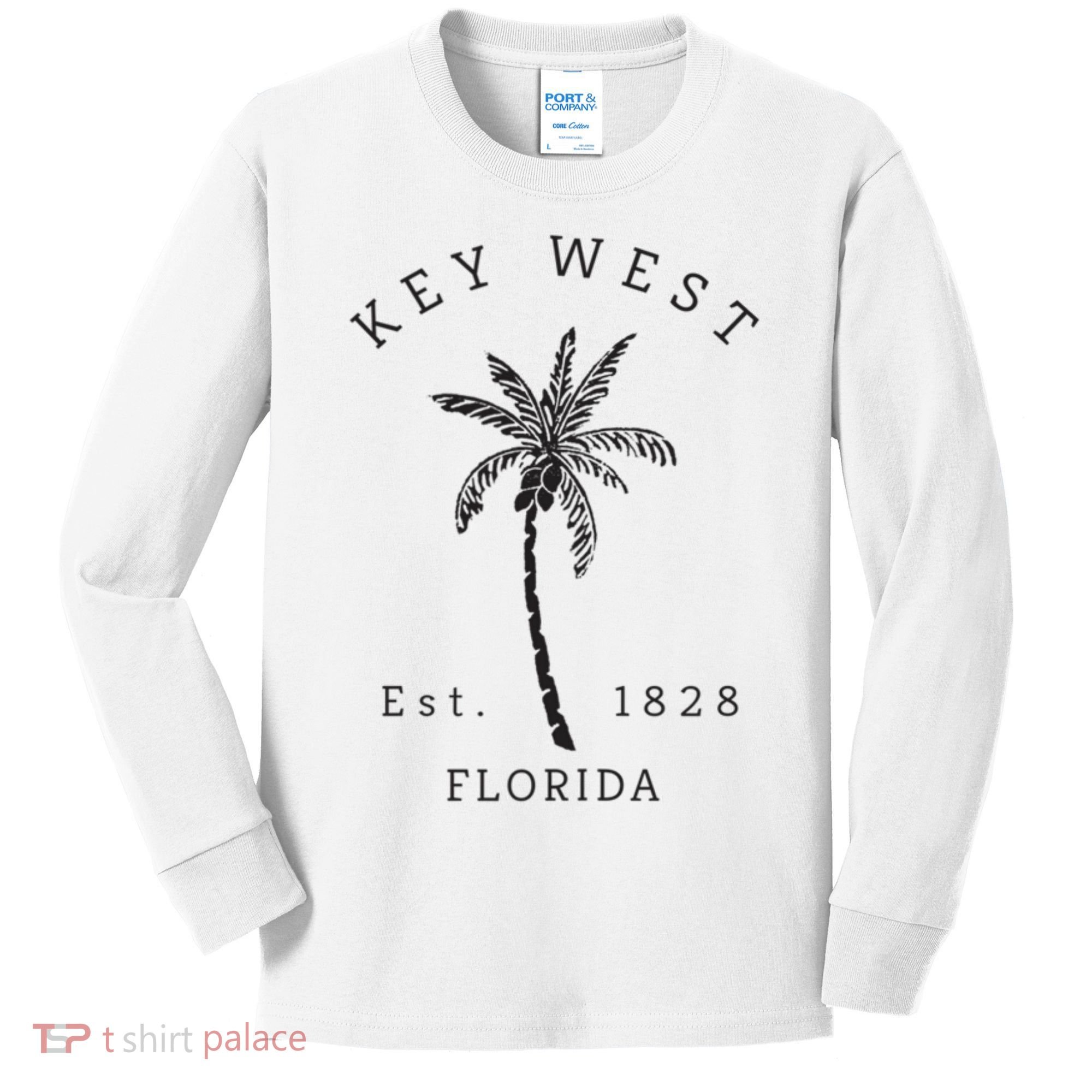 Retro Cool Key West Florida Palm Tree Novelty Kids Long Sleeve Shirt