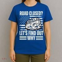 Road Closed? LetS Find Out Why Vintage Usa Flag Gift T-Shirt thumb 4