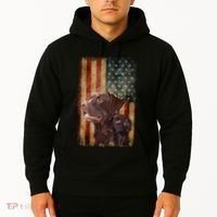 Retro Chocolate Lab With Usa Flag Gift Chocolate Lab Dad Mom Hoodie thumb 2