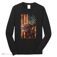 Retro Chocolate Lab With Usa Flag Gift Chocolate Lab Dad Mom Long Sleeve Shirt thumb 0
