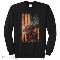 Retro Chocolate Lab With Usa Flag Gift Chocolate Lab Dad Mom Sweatshirt thumb 0