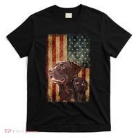 Retro Chocolate Lab With Usa Flag Gift Chocolate Lab Dad Mom T-Shirt thumb 0