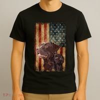 Retro Chocolate Lab With Usa Flag Gift Chocolate Lab Dad Mom T-Shirt thumb 3